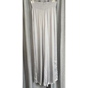 Chaser NWT Silver Silky Smocked Waist Wide Leg Pants Size Medium